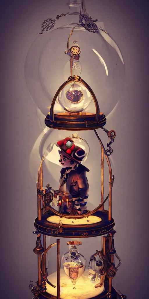 Prompt: steampunk clown inside a marble, hourglass, lightning, intricate detail, volumetric lighting, epic composition, hyper detailed, ultra realistic, sharp focus, octane render, candle, volumetric, ray tracing, artstation trending, cgsociety, sense of awe, swirling mist, 4 k