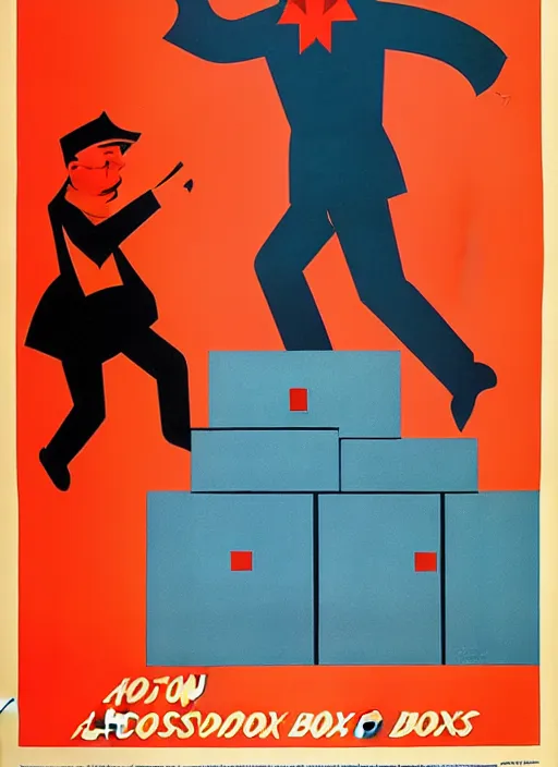 Image similar to soviet propaganda poster of phrase'avoid all boxes ', socialist realism. by alexander zelensky, viktor deni, havrylo pustoviyt