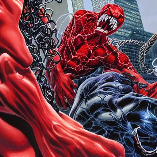 Image similar to carnage and venom by joe jusko