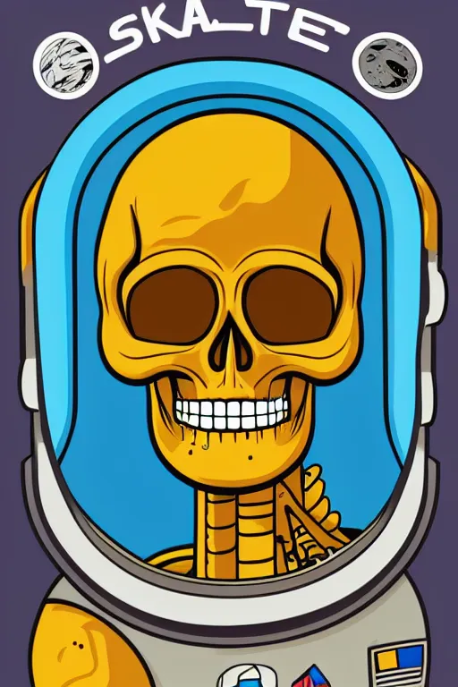 Image similar to portrait of a astronaut skeletor, art by steve simpson, sticker, colorful, illustration, highly detailed, simple, smooth and clean vector curves, no jagged lines, vector art, smooth