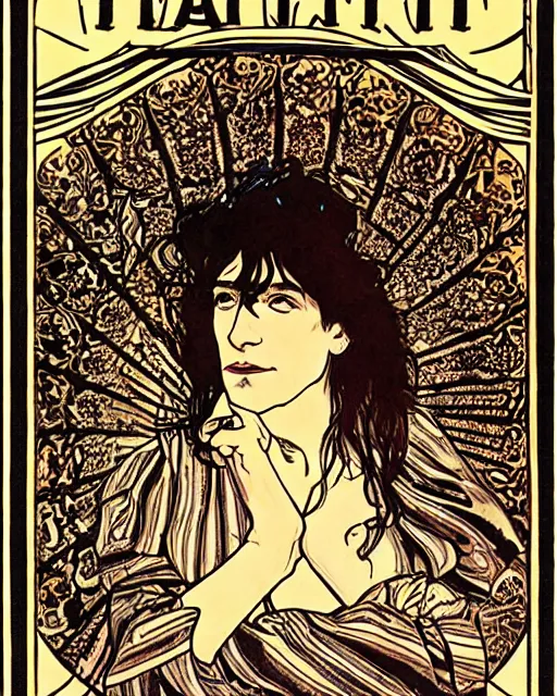 Image similar to Patti Smith by Rick Griffin Roland Topor Alphonse Mucha Will Eisner