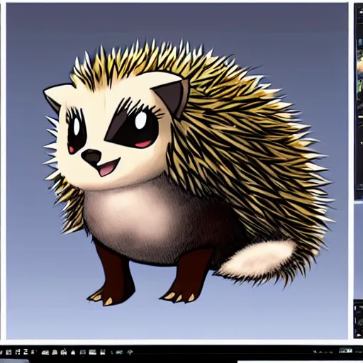 Image similar to A pokemon that looks like A hedgehog, covered with a layer of black Misty ，Trending on art station. Unreal engine.