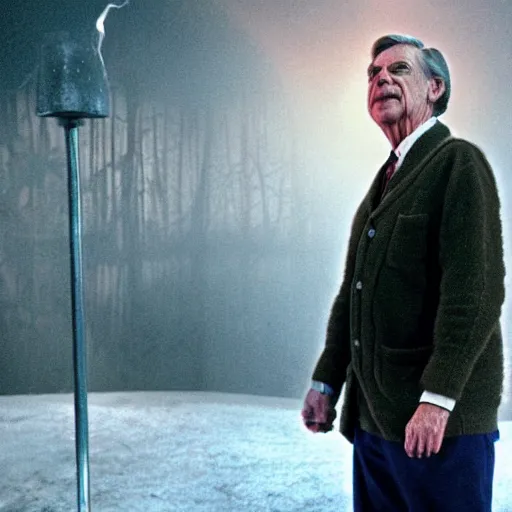 Prompt: stunning awe inspiring mr. rogers horror movie, movie still 8 k hdr atmospheric lighting