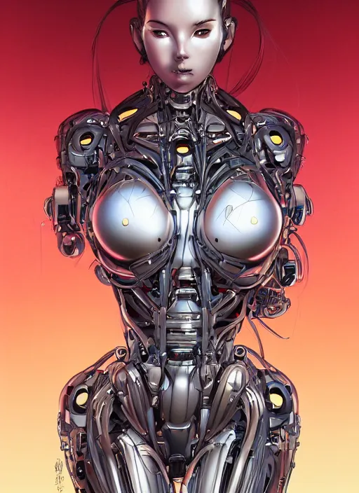 Image similar to portrait of a beautiful cyborg woman screams by Yukito Kishiro, biomechanical, hyper detailled, trending on artstation