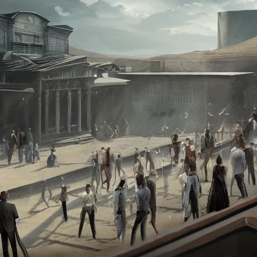 Prompt: the westworld series finale, cinematic, concept art