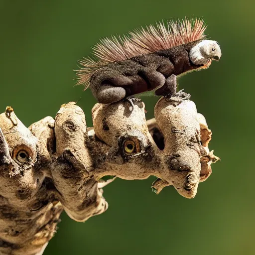 Prompt: a vulture - caterpillar, wildlife photography