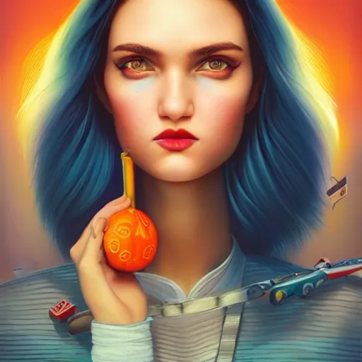 Image similar to Stockholm city portrait, Spanish girl, Pixar style, by Tristan Eaton Stanley Artgerm and Tom Bagshaw.