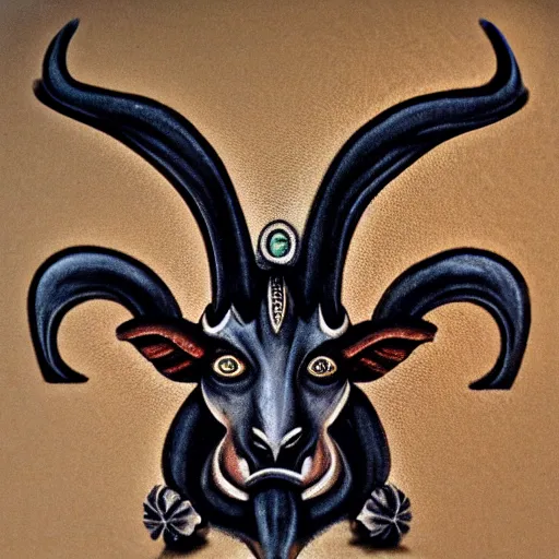 baphomet with 😂 emoji head ”, Stable Diffusion