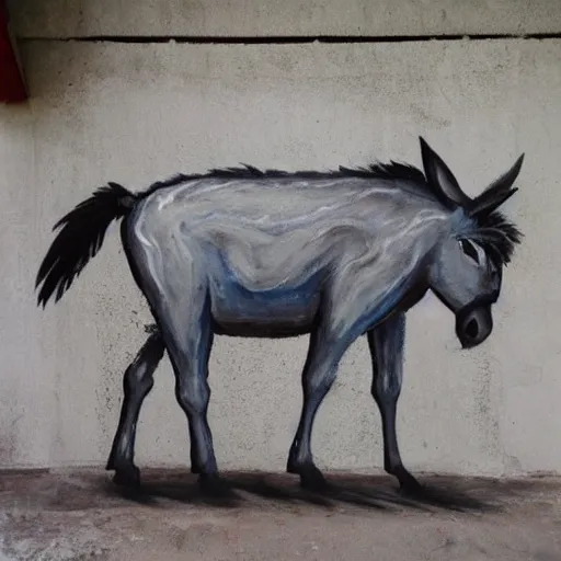 Image similar to donkey made of concrete painting