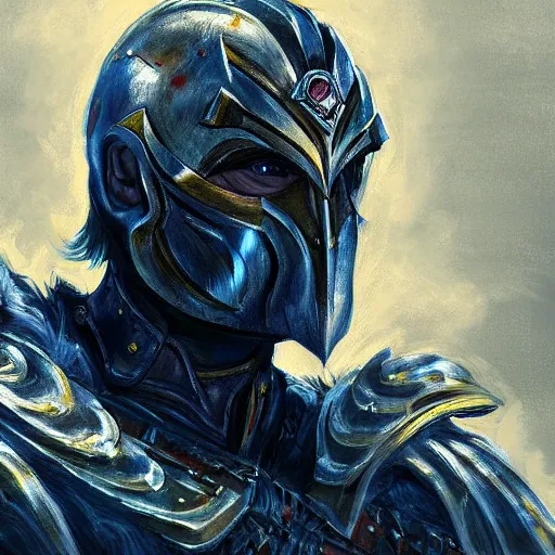 Image similar to portrait of Emmanuel Macron in fantasy armor, detailed, cinematic light, art of D&D