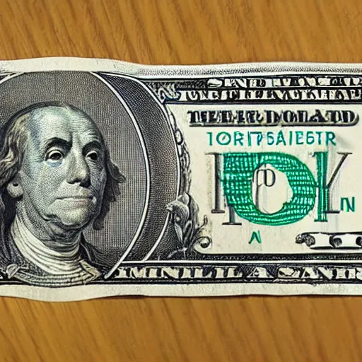 Prompt: a sad worm not having fun writhing on an american dollar bill