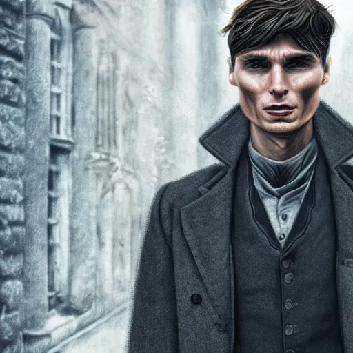 Prompt: Thomas Shelby cillian murphy standing in atlantis, digital art, photorealistic, highly detailed, realistic face, epic, fantasy, artstation