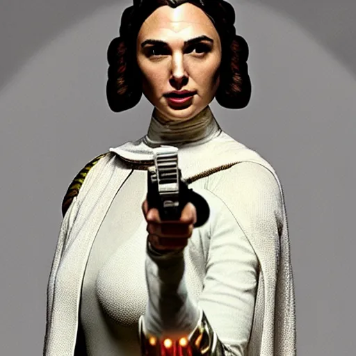 Prompt: photo of gal gadot as princess leia