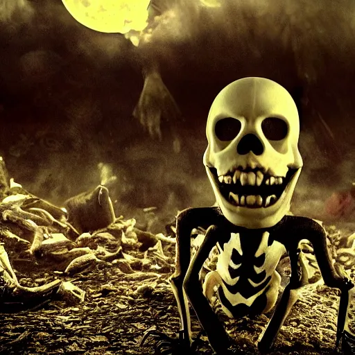 Image similar to spooky scary skeletons movie still, cinematic, photorealistic, extreme detail, sharp focus, 8 k, intricate, hyper detailed, realistic, cinematic lighting