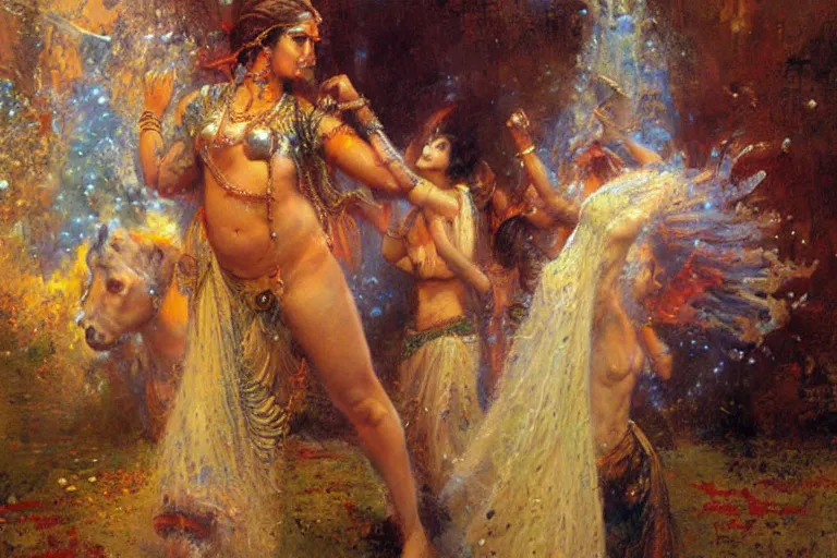 Image similar to hinduism, painting by gaston bussiere, greg rutkowski, jean giraud, tom of finland