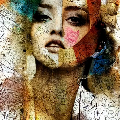 Image similar to detailed and highly reliefed mixed media digital collage textures, spectacular quality