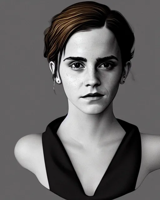Prompt: detailed illustration of a emma watson bust, soft brushstrokes, subsurface scattering, warm lighting