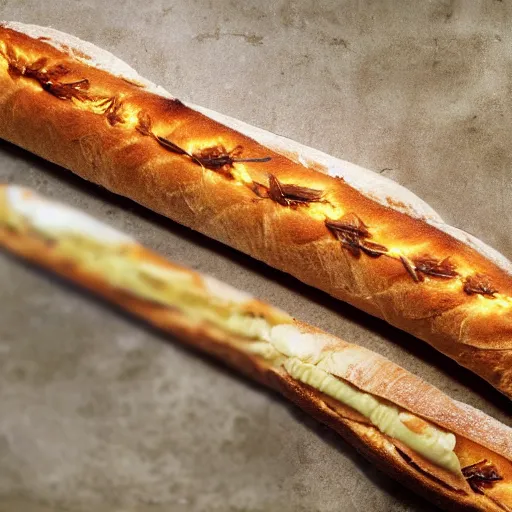 Image similar to a baguette on fire