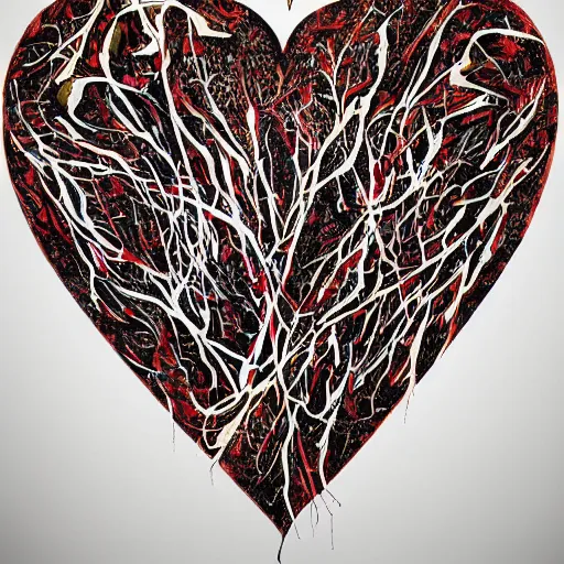 Prompt: anatomical heart in the style of jackson pollock anatomically correct
