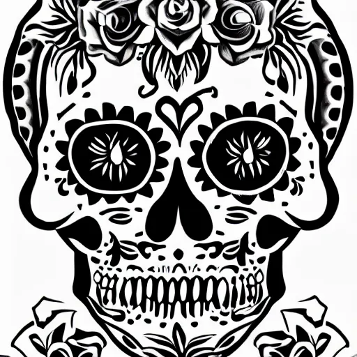 Image similar to a small vector tattoo design. gothic. sugar skull.