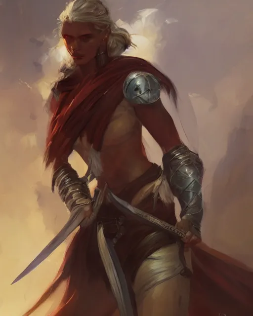 Prompt: Oil painting of a human warrior, fantasy character art, D&D, Magic The Gathering, by Charlie Bowater, Craig Mullins, centered, 8k, sharp focus