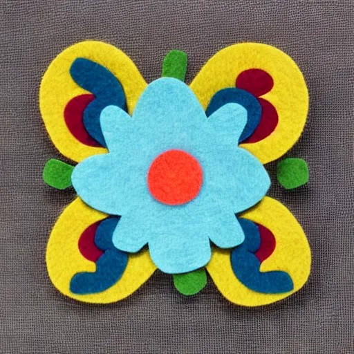 Prompt: abstract vibrant sun headed felt doll
