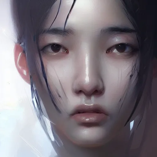 Image similar to “ portrait of hoyeon jung by greg rutkowski, young, attractive, highly detailed portrait, scifi, digital painting, artstation, concept art, smooth, sharp foccus ilustration, artstation hq ”