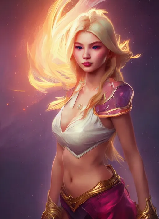 Image similar to lux fortune from league of legends, half body shot, path traced, realistic, highly detailed, high quality, digital painting, hd, alena aenami, lilia alvarado, shinji aramaki, karol bak, alphonse mucha, tom bagshaw