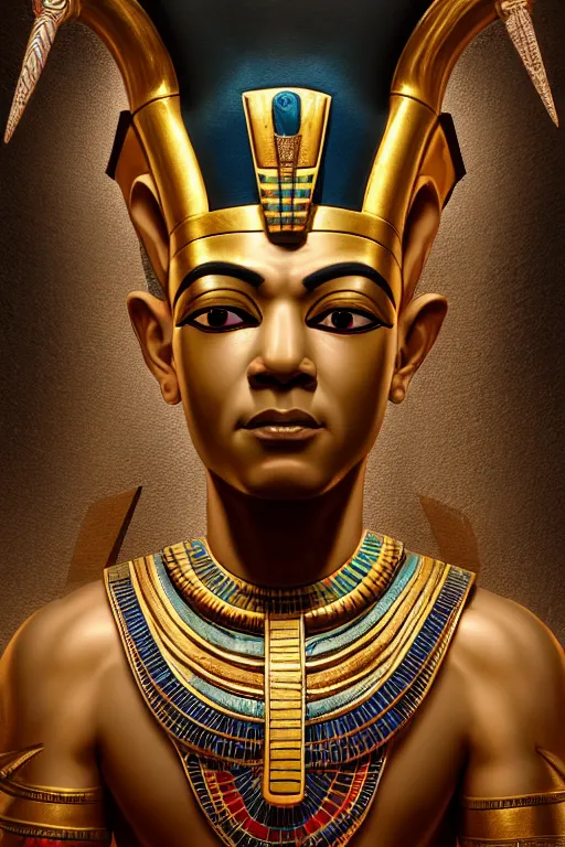 Image similar to egypt god osiris, god of the underworld, highly detailed, d & d, fantasy, highly detailed, digital painting, trending on artstation, concept art, sharp focus, illustration, global illumination, ray tracing, realistic shaded, art by artgerm and greg rutkowski and fuji choko and viktoria gavrilenko and hoang lap, sunny