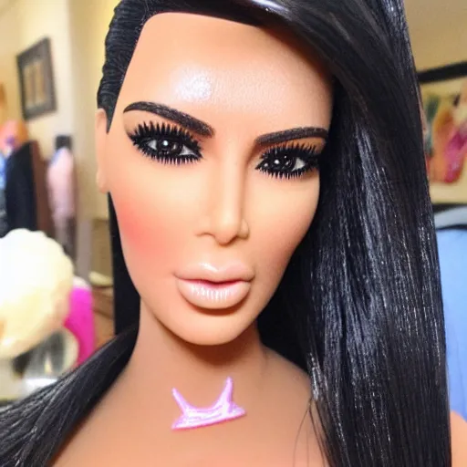 Prompt: Kim kardashian as a barbie doll
