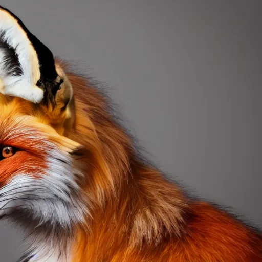 Prompt: woman with fox ears and fox facial features, close - up, headshot, detailed, symmetric