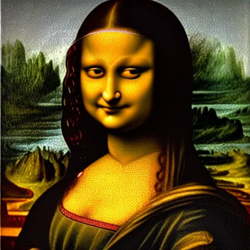 Image similar to an indian woman's painting in the style of mona lisa by leonardo da vinci