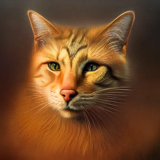 Image similar to majestic gracious regal cat portrait, mysterious atmospheric lighting, elysian fields, painted, intricate, volumetric lighting, beautiful, rich deep colours masterpiece, golden hour, golden ratio, sharp focus, ultra detailed, by leesha hannigan, ross tran, thierry doizon, kai carpenter, ignacio fernandez rios