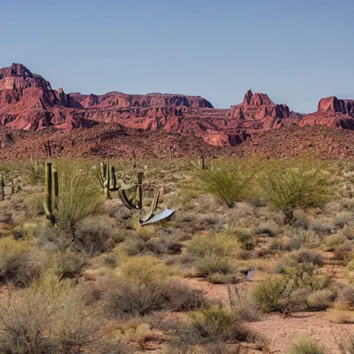 Image similar to a where's waldo scene in the arizona desert