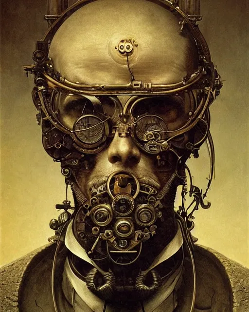 Image similar to epic portrait of victorian man scientist, steampunk, highly detailed, intricate details, symmetry, golden ratio, hyperrealistic, photorealistic, by rutkowski and beksinski