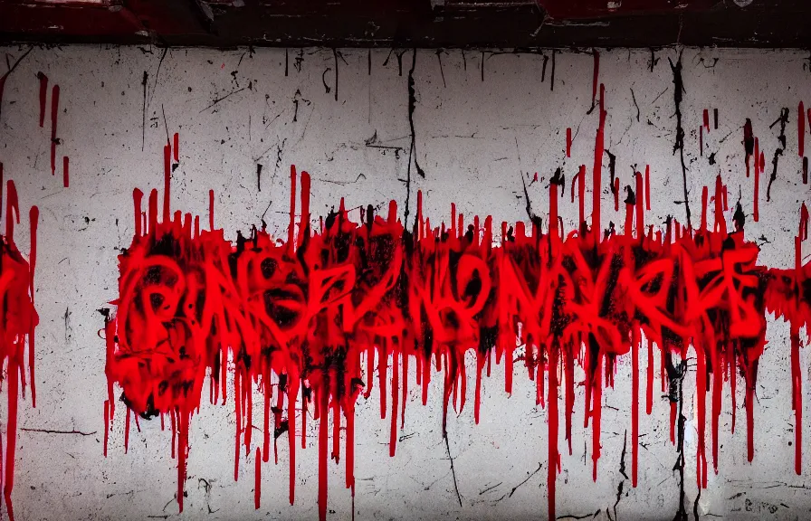 Prompt: new york underground graffiti, bloody meat font, dripping blood red, 4k