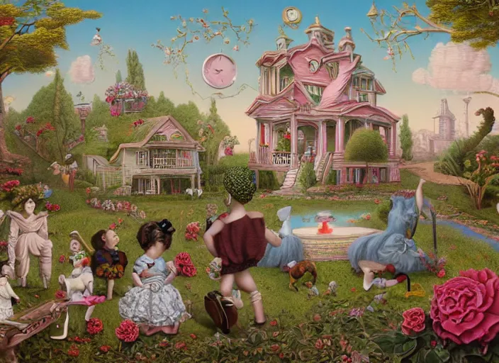 Image similar to the time breaking, lowbrow, matte painting, 3 - d highly detailed, in the style of mark ryden,