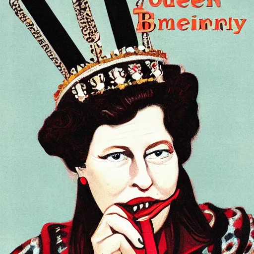 Image similar to Queen Elizabeth smoking weed Bob Marly Cover Art