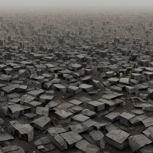 Image similar to Digital art, Trending on Artstation, Dark and rainy mega city with towering walls built to block the migrants of the coming climate change migrant crisis showing piles of hundred bodies outside to maintain a quality of life for those who can survive the severe and deadly weather patterns observing small children targeted by advanced military style drones, dystopian, concept art illustration, tilt shift background, wide depth of field, 8k, 35mm film grain