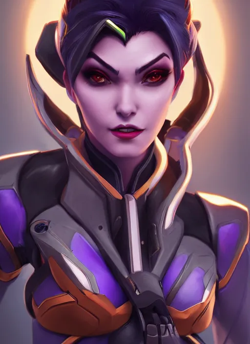 Prompt: character portrait of a fusion of Widowmaker from Overwatch and Reinhardt from Overwatch by ArtGerm and Tom Bagshaw, 4k, highly detailed, cinematic lighting, characters merged