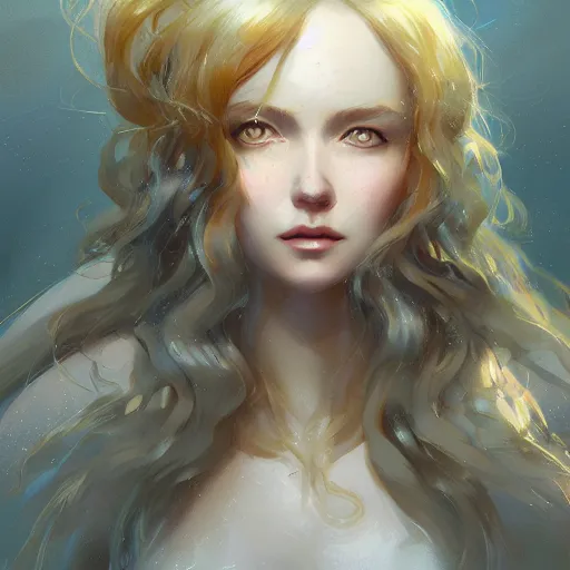 Prompt: The shining golden queen of jellyfish soars in the thick gray stormy ocean artstation , highly detailed, portrait, by krenz cushart