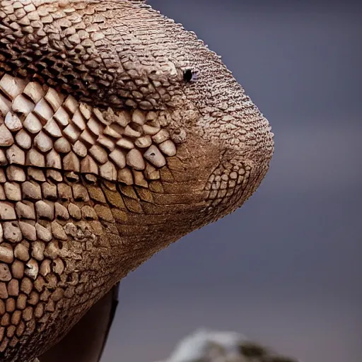 Image similar to a Shark with the armor of a pangolin, national geographic photograph