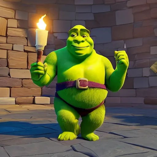 Image similar to shrek in clash royale, clash royale, concept art, octane render, unreal engine 5, highly detailed, high quality, 8 k, soft lighting, realistic face, path traced