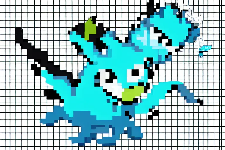 Prompt: Vaporeon with a sniper, Pixel Art