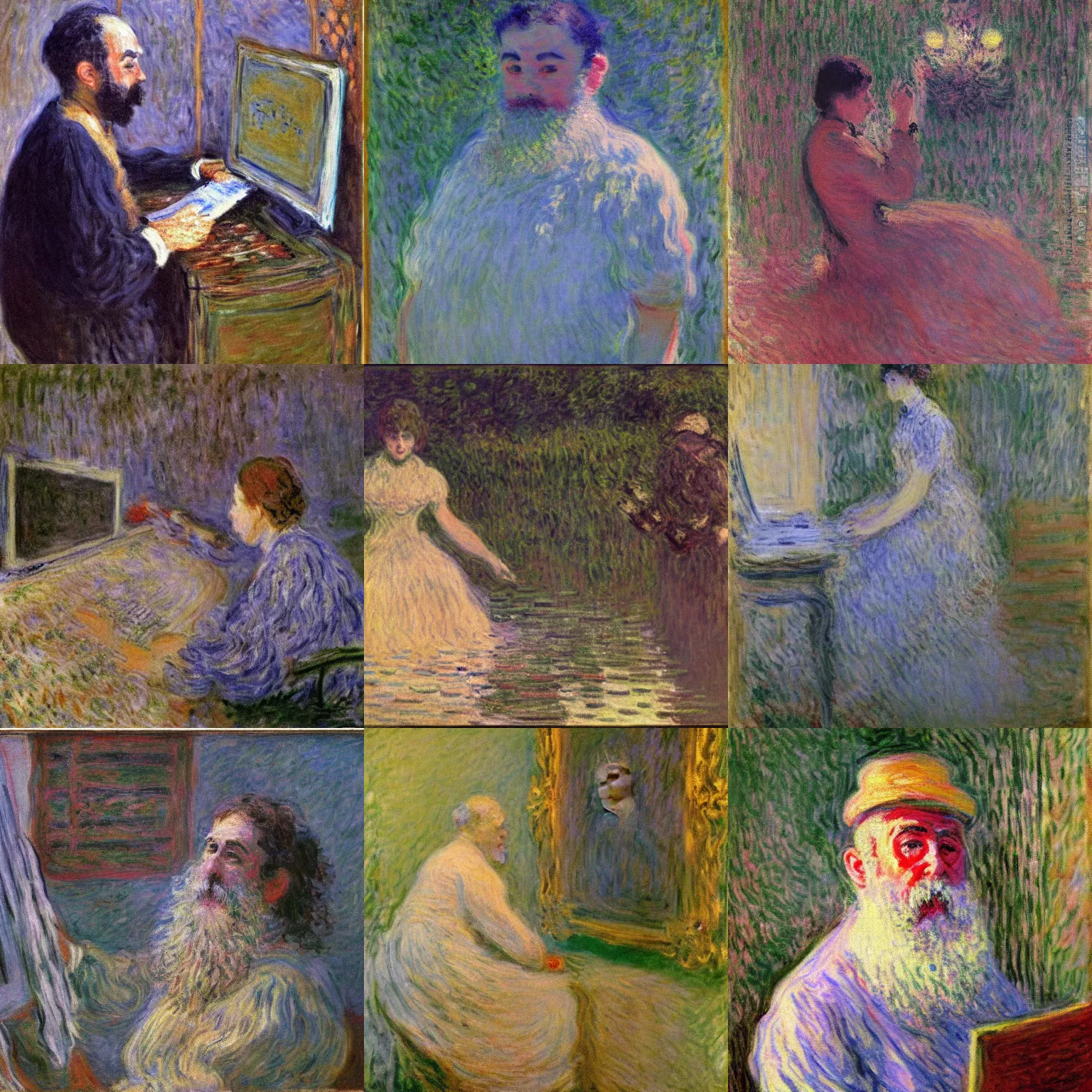 Prompt: Programming horror by Claude Monet, oil on canvas