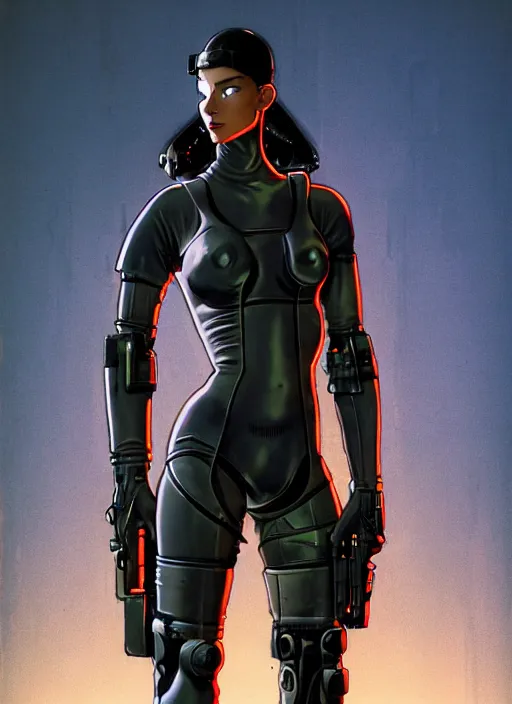 Image similar to cyberpunk mercenary in tactical gear and jumpsuit. portrait by stonehouse and mœbius and will eisner and gil elvgren and pixar. character design. realistic proportions. dystopian. cyberpunk 2 0 7 7, apex, blade runner 2 0 4 9 concept art. cel shading. attractive face. thick lines.