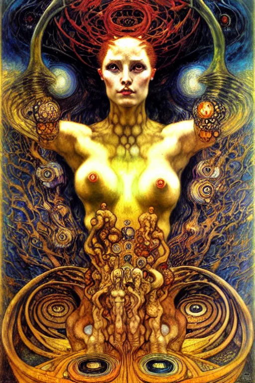 Image similar to Divine Chaos Engine by Karol Bak, Jean Delville, William Blake, Gustav Klimt, and Vincent Van Gogh, symbolist, visionary