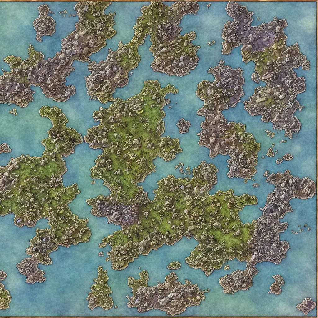 Image similar to detailed fantasy map, cartography, art by devon rue, swllsword maps, critical role, wotc, roll 2 0, dndbeyond, godsfall, fantasy, world, bright, sharp focus, smooth, sharpened