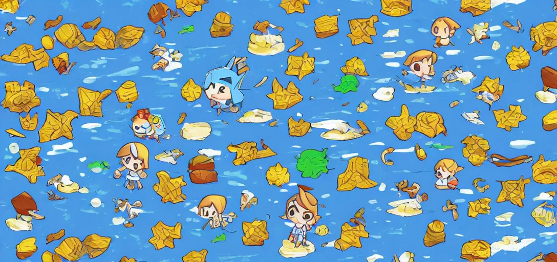 Image similar to pattern of water, wind waker, animal crossing, summer