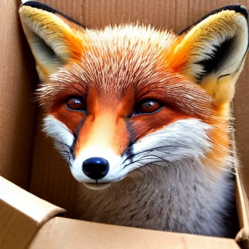 Prompt: a fox in a box